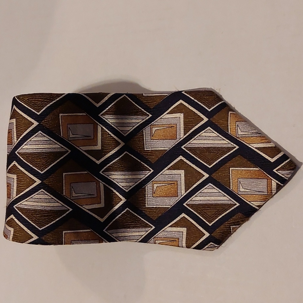 Louis Feraud Geometric Brown and Gold Tie
